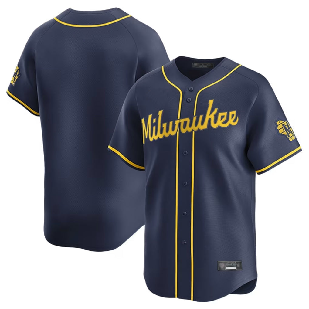 Ldoa M.Brewers Blank Player Navy Home Limited Stitched Jerseys