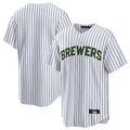 Ldoa M.Brewers Blank Player White Stripes Home Game Stitched Jerseys