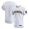 Ldoa M.Brewers Blank Player White Stripes Home Limited Elite Stitched Jerseys