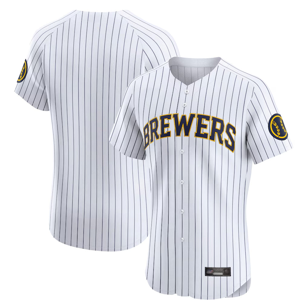 Ldoa M.Brewers Blank Player White Stripes Home Limited Elite Stitched Jerseys