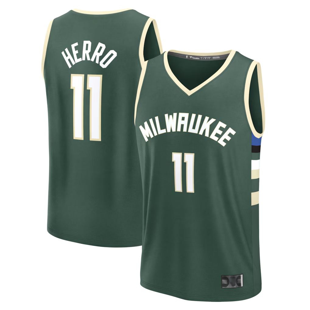 Ldoa M.Bucks #11 Tyler Herro Hunter Green Fast Break Replica Jerseys - Icon Edition