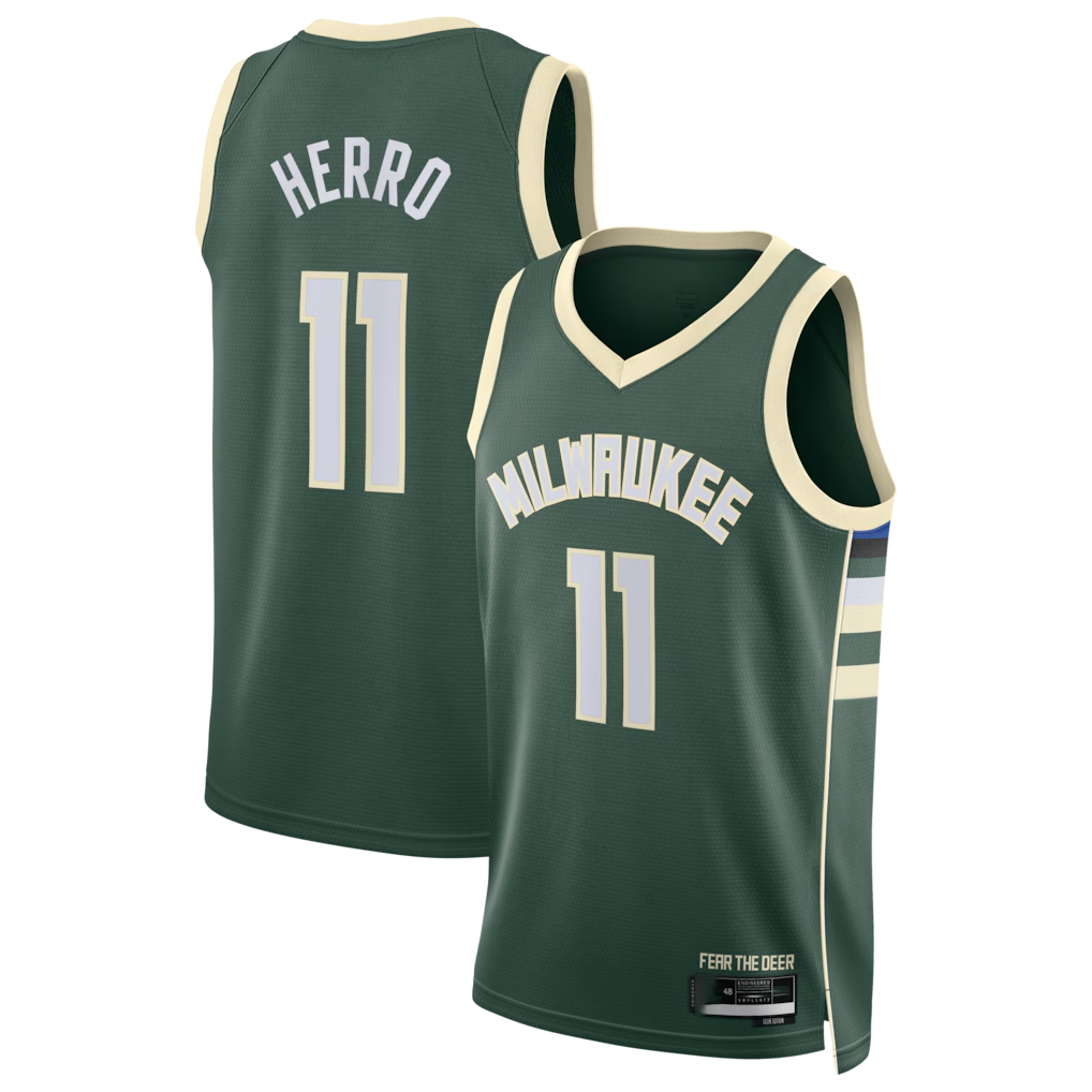 Ldoa M.Bucks #11 Tyler Herro Hunter Green Swingman Jerseys - Icon Edition