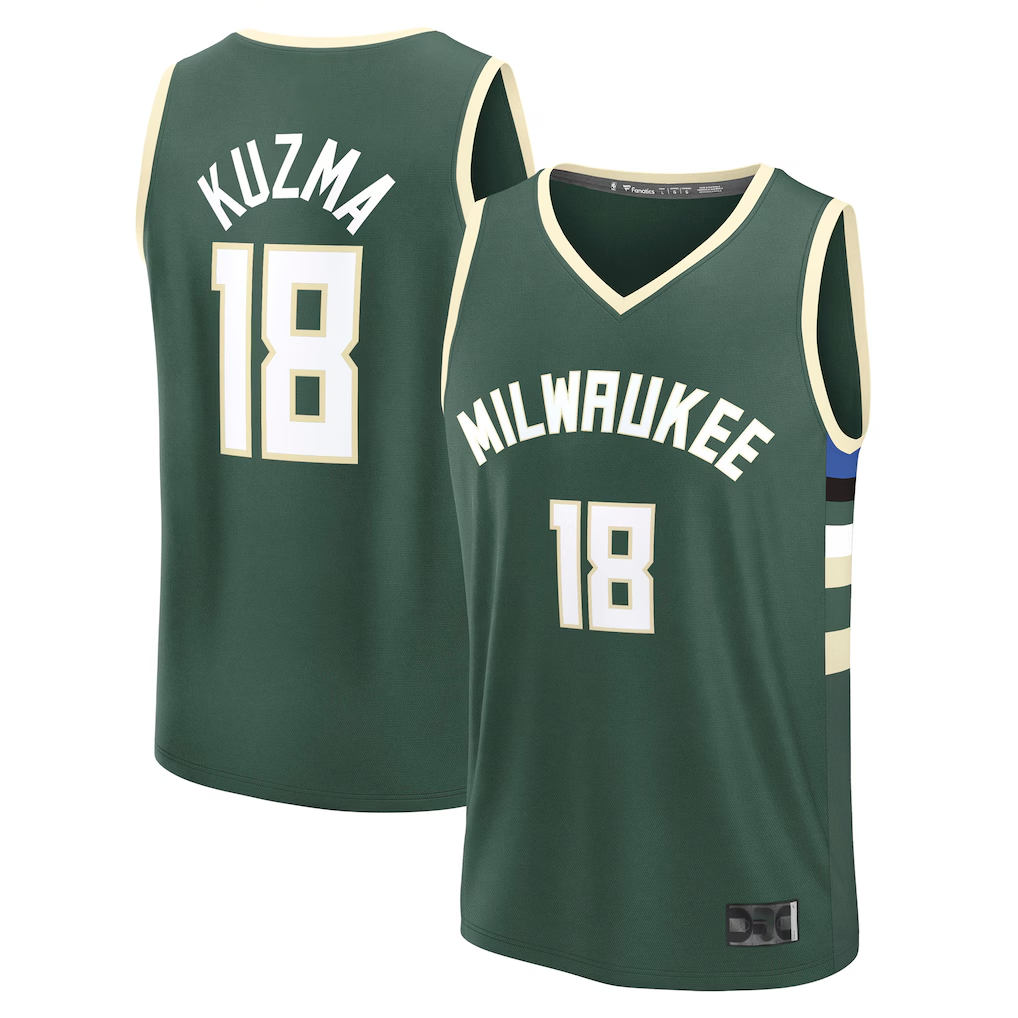 Ldoa M.Bucks #18 Kyle Kuzma Hunter Green Fast Break Replica Player Jerseys - Icon Edition
