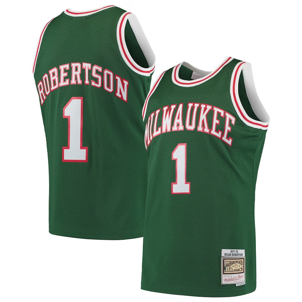Ldoa M.Bucks #1 Oscar Robertson Mitchell & Ness Green 197172 Hardwood Classics Swingman Jerseys