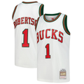 Ldoa M.Bucks #1 Oscar Robertson Mitchell & Ness White Hardwood Classics Swingman Jerseys