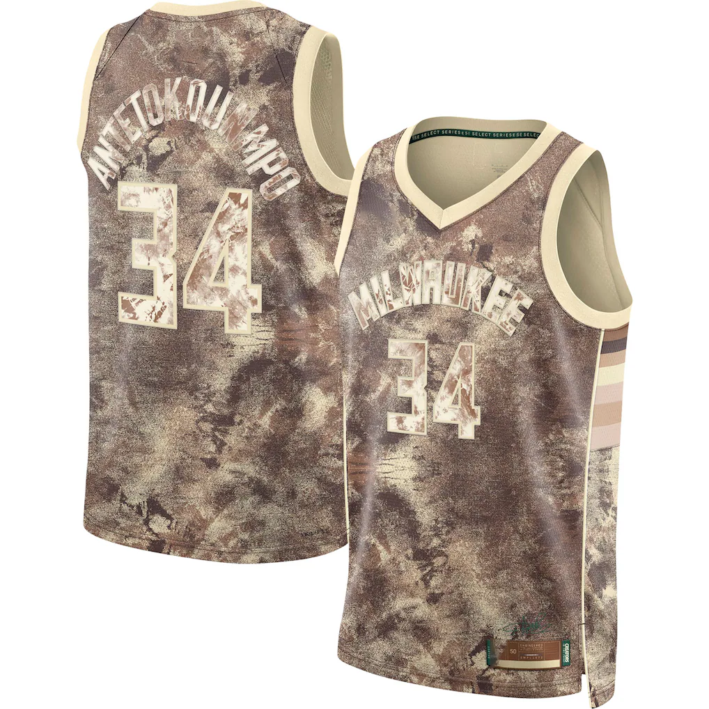 Ldoa M.Bucks #34 Giannis Antetokounmpo Brown Select Series Swingman Jerseys