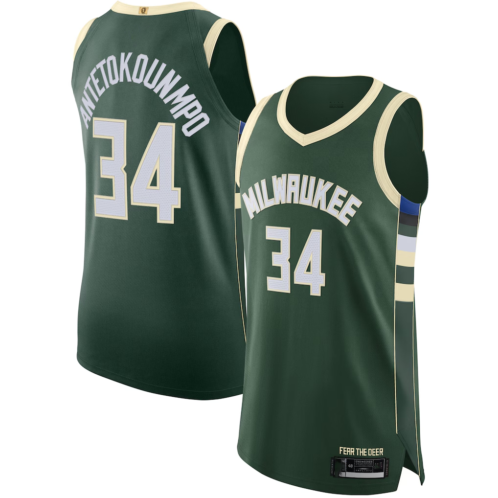 Ldoa M.Bucks #34 Giannis Antetokounmpo Hunter Green Authentic Jerseys - Icon Edition