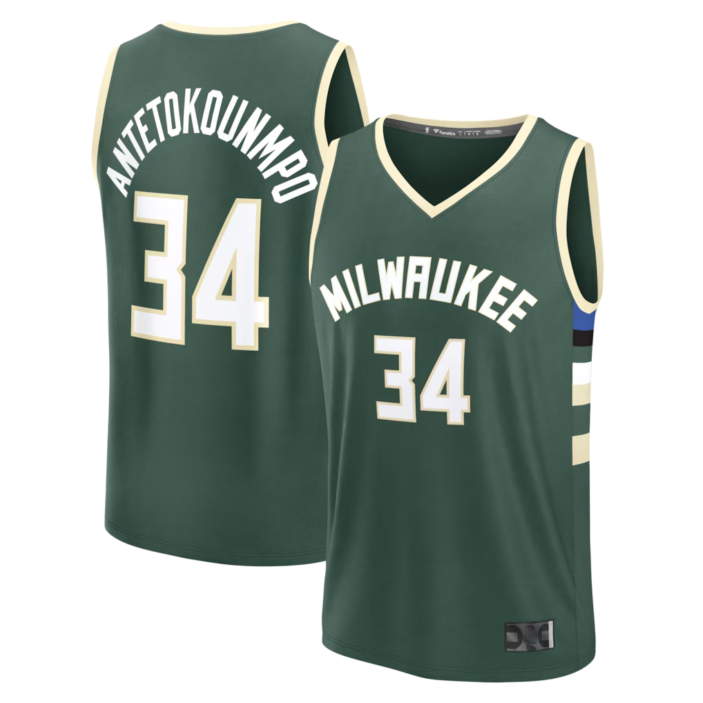 Ldoa M.Bucks #34 Giannis Antetokounmpo Hunter Green Fast Break Replica Player Jerseys - Icon Edition