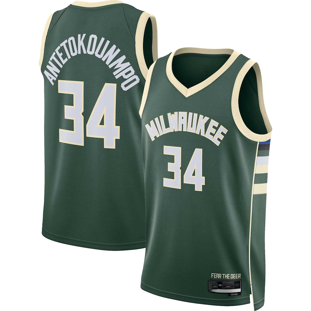 Ldoa M.Bucks #34 Giannis Antetokounmpo Hunter Green Swingman Jerseys - Icon Edition