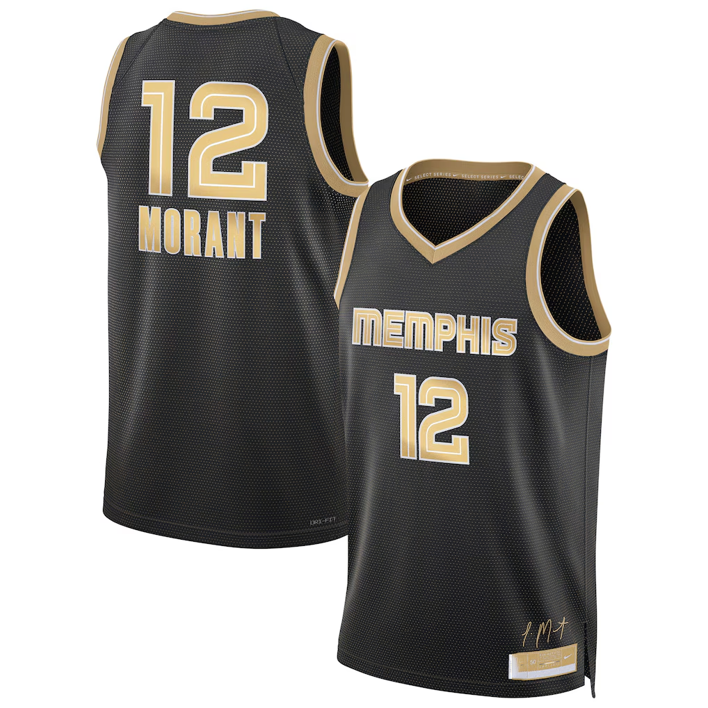Ldoa M.Grizzlies #12 Ja Morant Black Select Series Swingman Stitched Jerseys