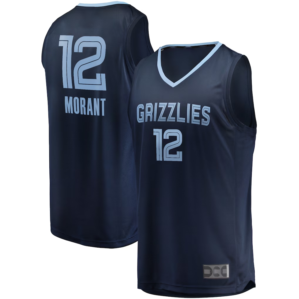 Ldoa M.Grizzlies #12 Ja Morant Navy Big & Tall Fast Break Player Stitched Jerseys- Icon Edition