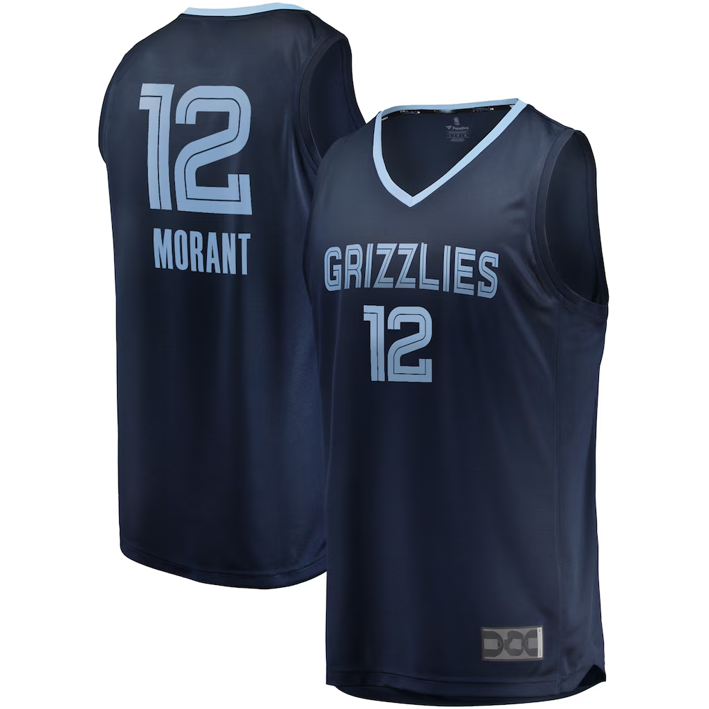 Ldoa M.Grizzlies #12 Ja Morant Navy Fast Break Replica Stitched Jerseys- Icon Edition