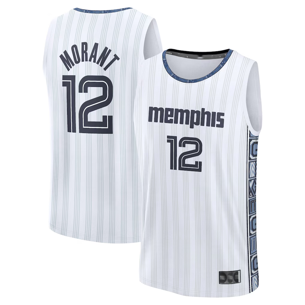 Ldoa M.Grizzlies #12 Ja Morant White 2025-2026 City Edition Fast Break Stitched Jerseys