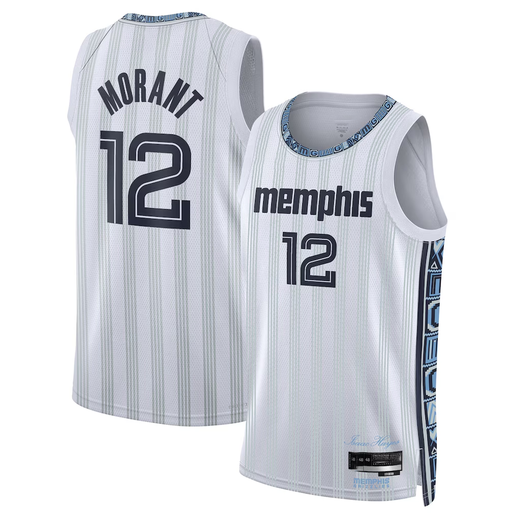 Ldoa M.Grizzlies #12 Ja Morant White 2025-2026 Swingman Stitched Jerseys- City Edition