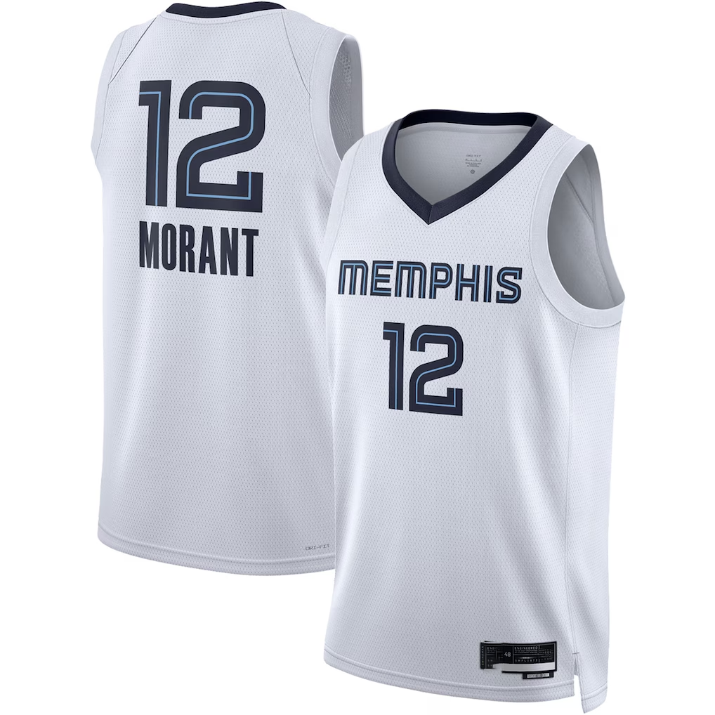 Ldoa M.Grizzlies #12 Ja Morant White Swingman Stitched Jerseys- Association Edition