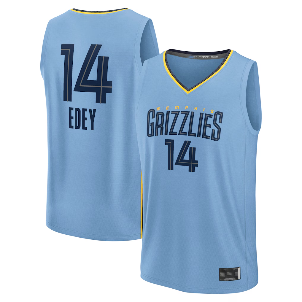 Ldoa M.Grizzlies #14 Zach Edey Light Blue Fast Break Replica Player Stitched Jerseys- Statement Edition