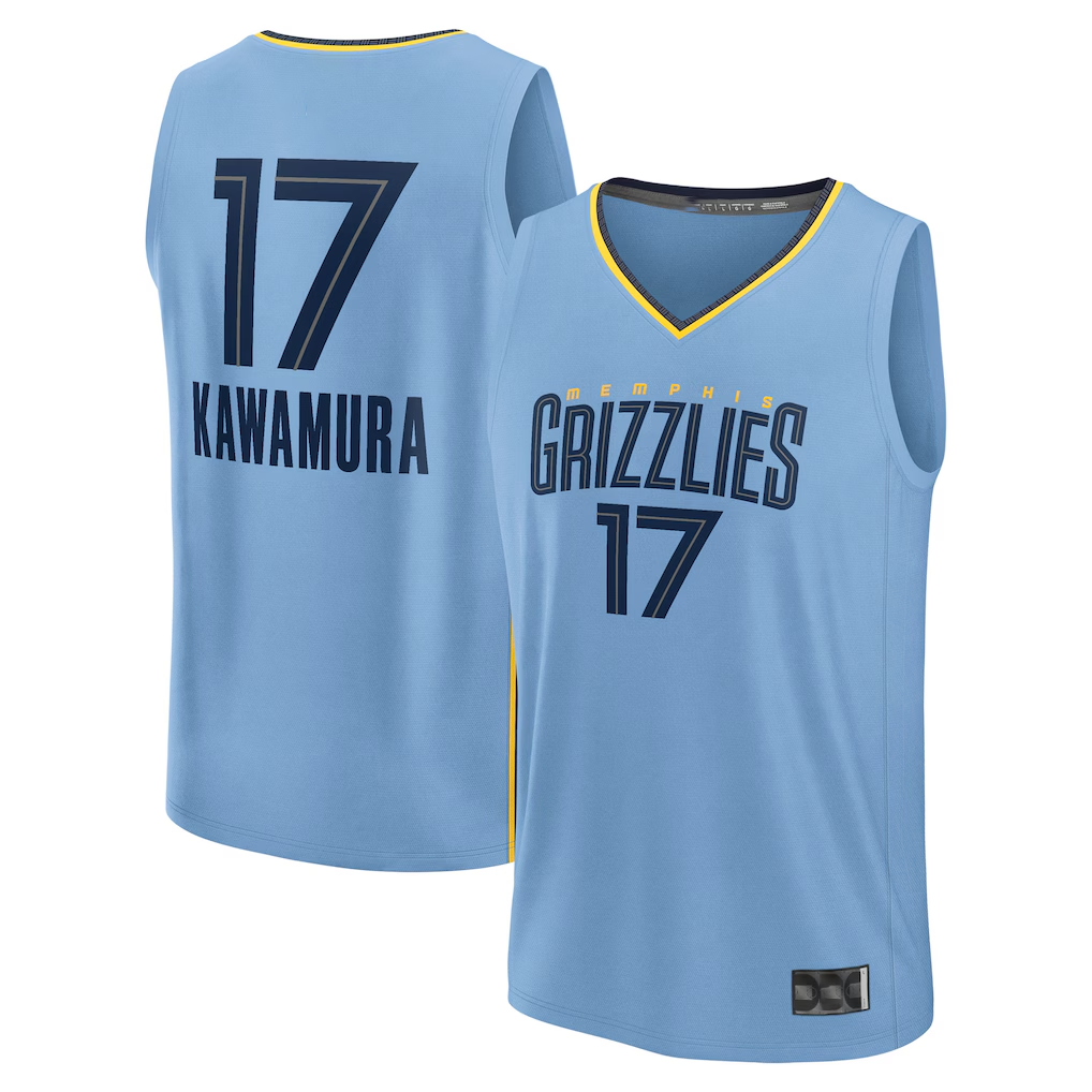 Ldoa M.Grizzlies #17 Yuki Kawamura Light Blue Fast Break Replica Player Stitched Jerseys- Statement Edition