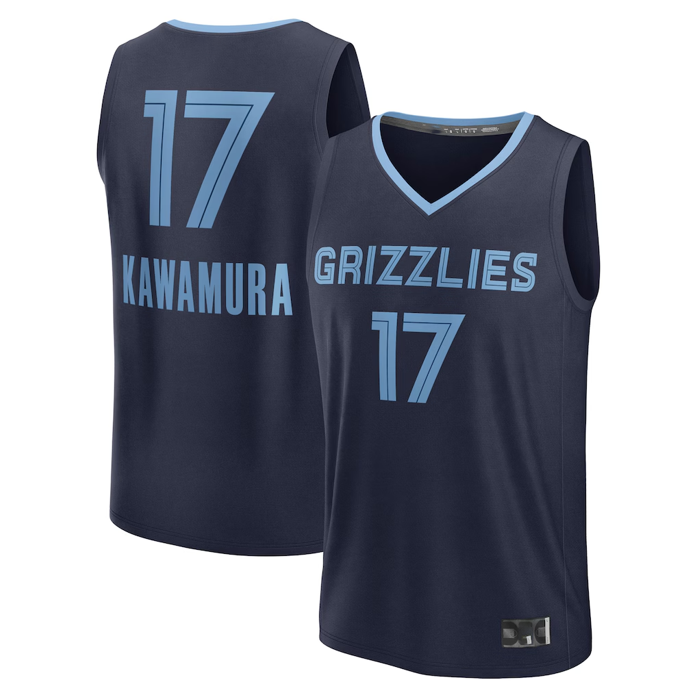 Ldoa M.Grizzlies #17 Yuki Kawamura Navy Fast Break Replica Player Stitched Jerseys- Icon Edition