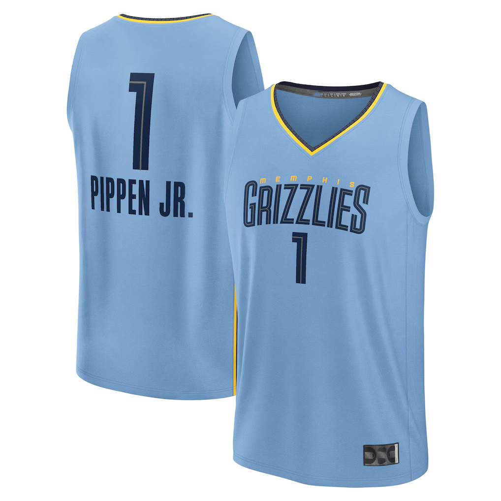 Ldoa M.Grizzlies #1 Scotty Pippen Jr. Light Blue Fast Break Replica Player Stitched Jerseys- Statement Edition