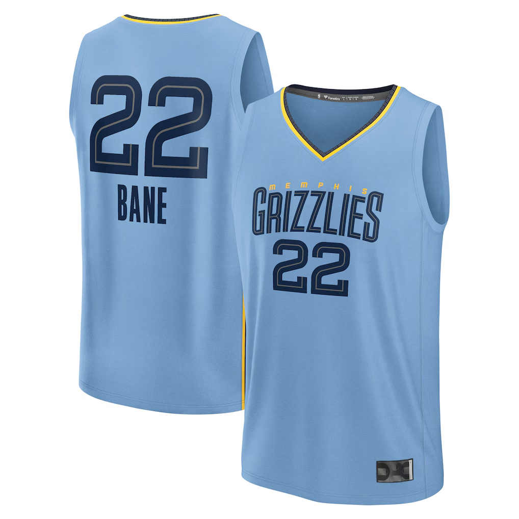 Ldoa M.Grizzlies #22 Desmond Bane Light Blue Fast Break Replica Player Stitched Jerseys- Statement Edition