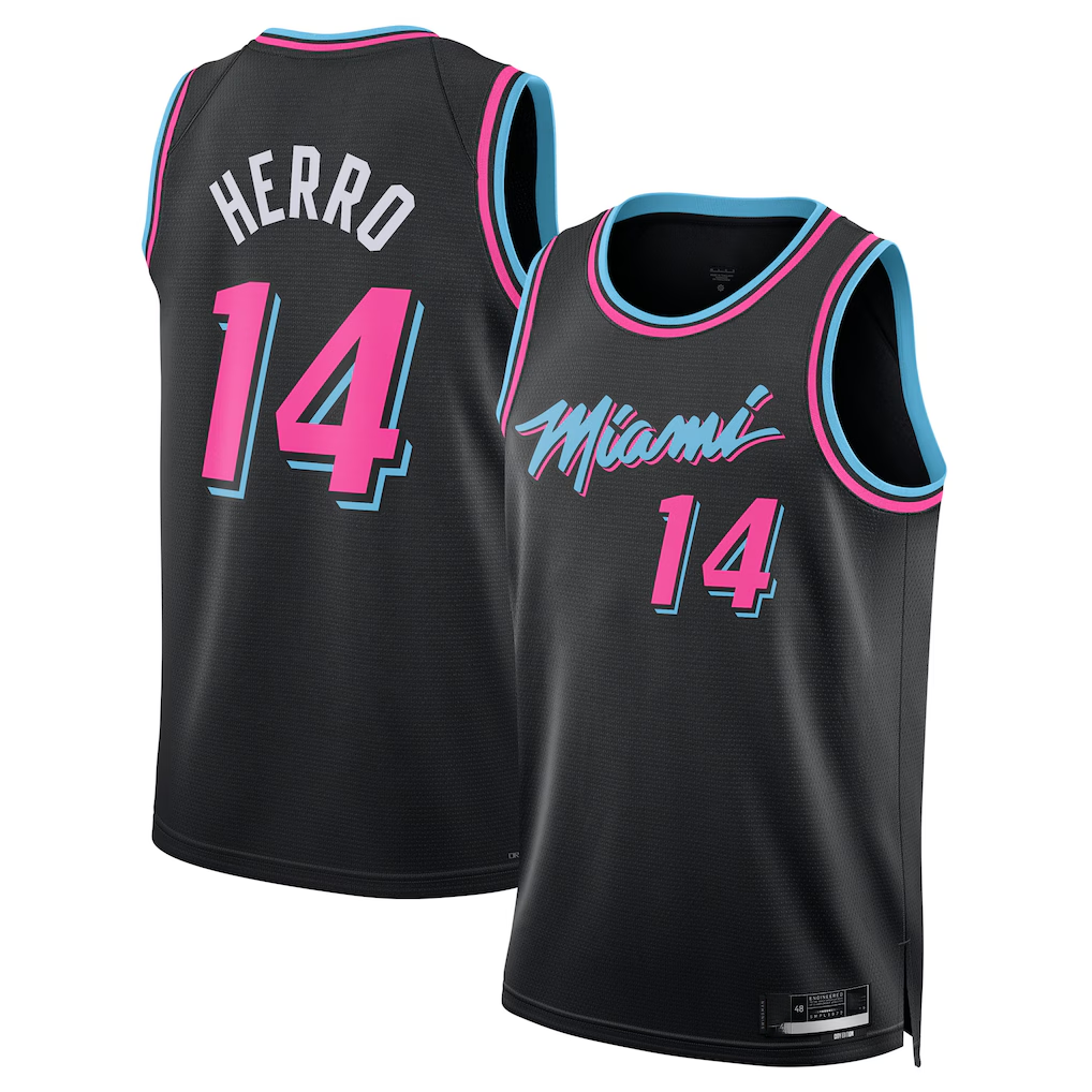 Ldoa M.Heat #14 Tyler Herro Black 2025-2026 Swingman Jerseys - City Edition