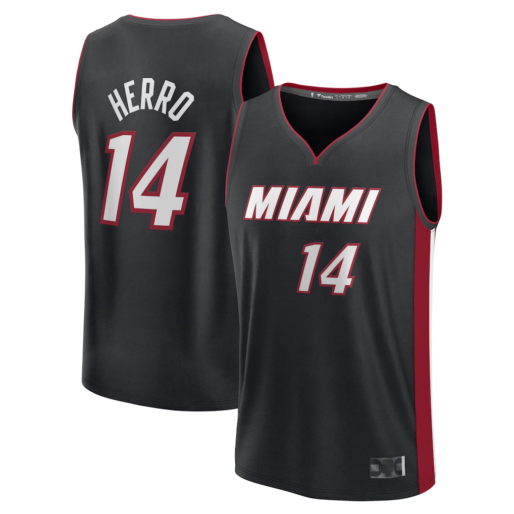 Ldoa M.Heat #14 Tyler Herro Black Fast Break Replica Player Jerseys - Icon Edition