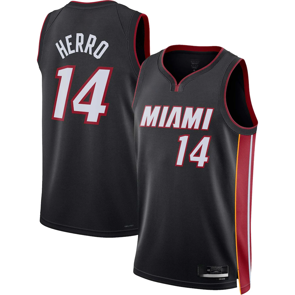 Ldoa M.Heat #14 Tyler Herro Black Swingman Jerseys - Icon Edition