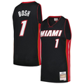 Ldoa M.Heat #1 Chris Bosh Mitchell & Ness Black 2012-13 Hardwood Classics Swingman Jerseys