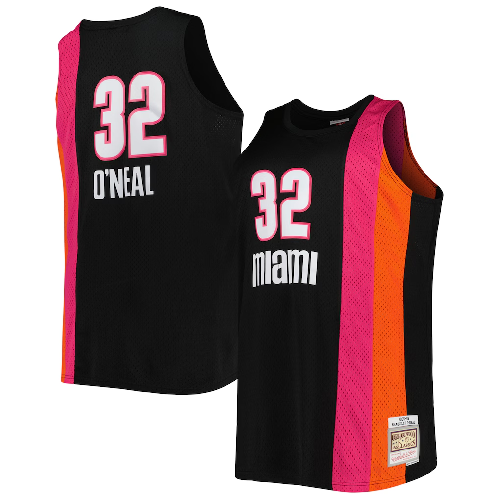 Ldoa M.Heat #32 Shaquille O'Neal Mitchell & Ness Black Big & Tall Hardwood Classics 2005-2006 Swingman Jerseys