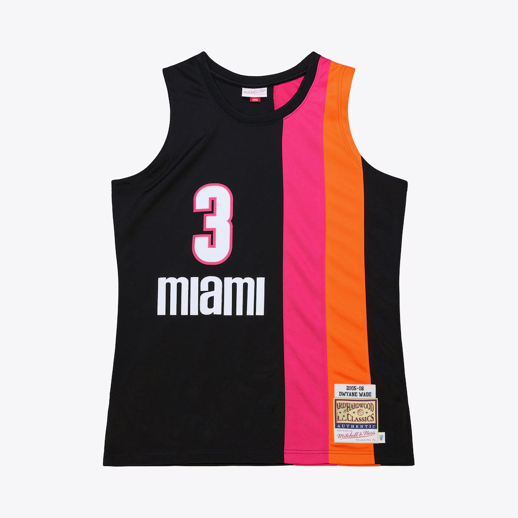 Ldoa M.Heat #3 Dwyane Wade Mitchell & Ness Black 2005-06 Hardwood Classics Authentic Jerseys