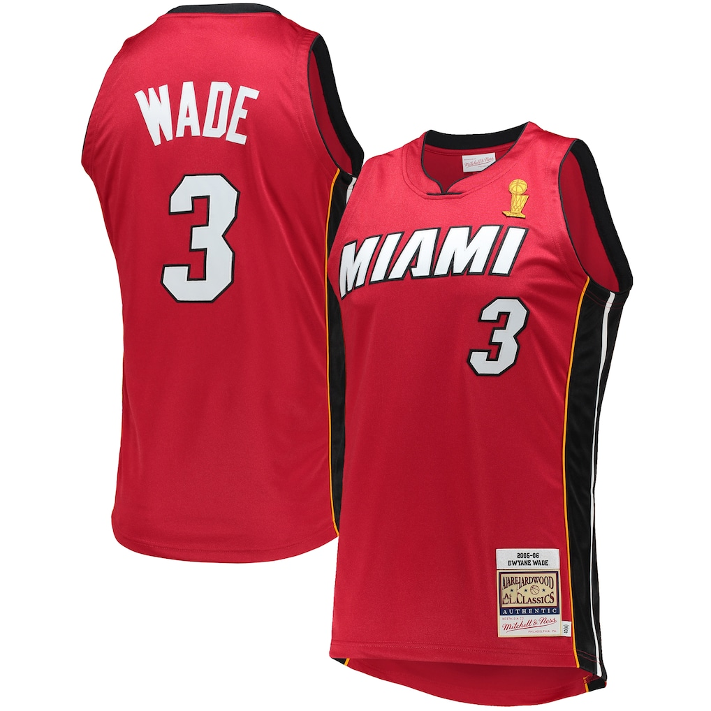 Ldoa M.Heat #3 Dwyane Wade Mitchell & Ness Red 2005-06 Hardwood Classics Authentic Jerseys