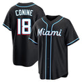 Ldoa M.Marlins #18 Griffin Conine Player Black Fashion Out Home Game Stitched Jerseys
