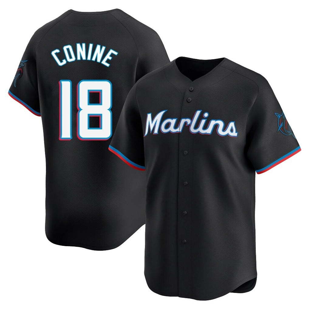 Ldoa M.Marlins #18 Griffin Conine Player Black Home Limited Stitched Jerseys
