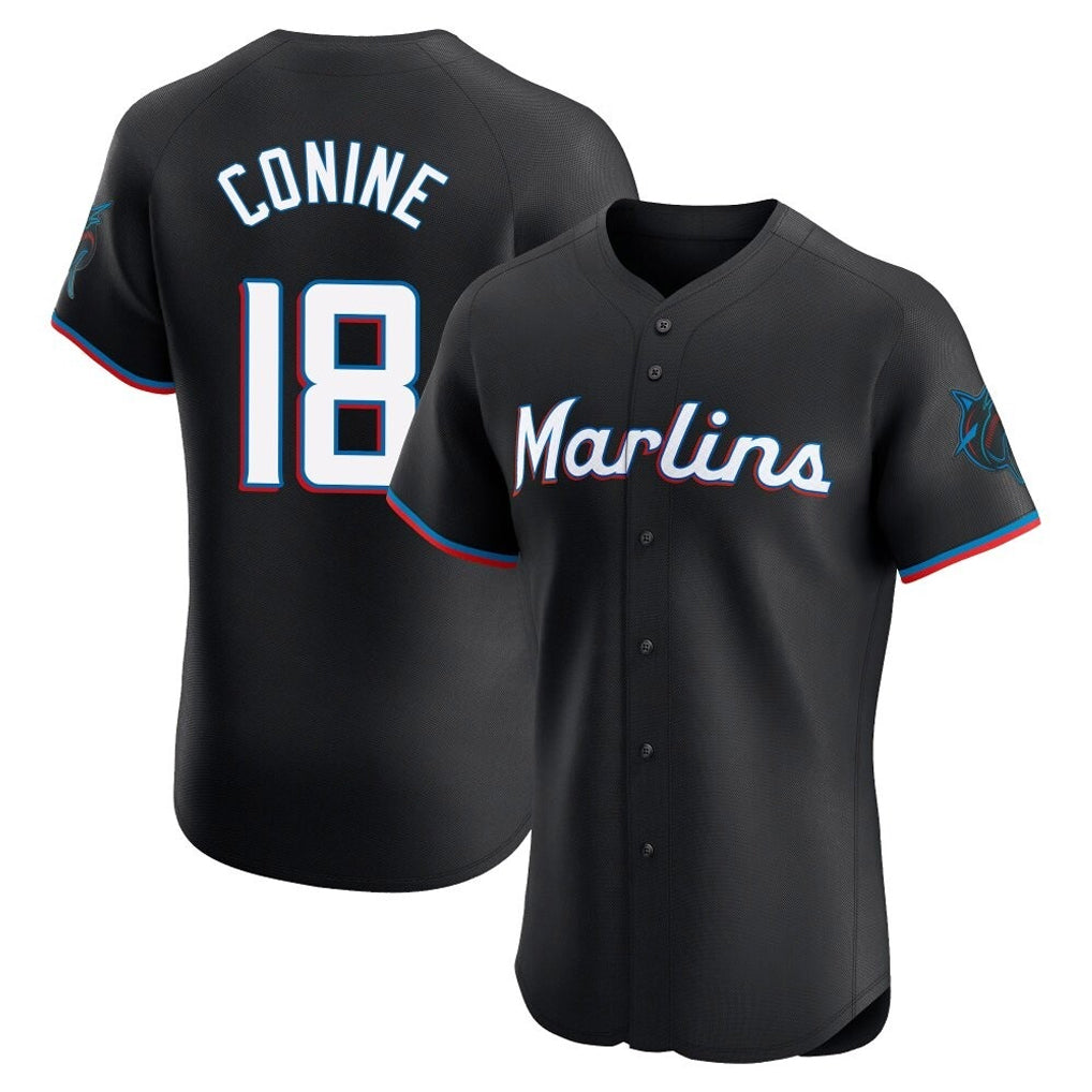 Ldoa M.Marlins #18 Griffin Conine Player Black Vapor Home Limited Elite Stitched Jerseys