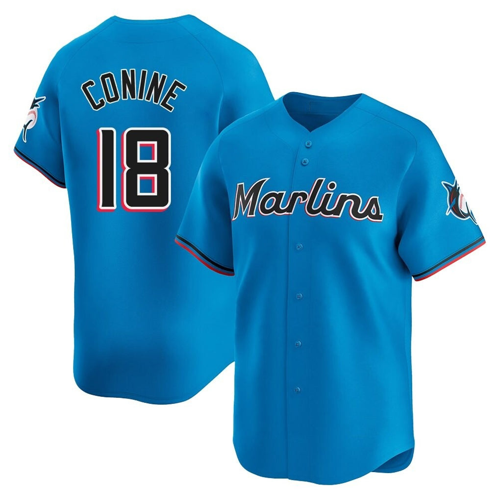 Ldoa M.Marlins #18 Griffin Conine Player Blue Home Limited Stitched Jerseys