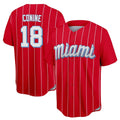 Ldoa M.Marlins #18 Griffin Conine Player Red City Connect Home Game Stitched Jerseys