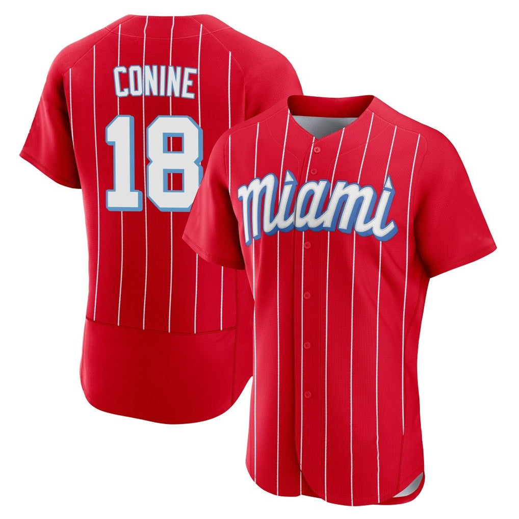 Ldoa M.Marlins #18 Griffin Conine Player Red City Connect Home Limited Elite Stitched Jerseys