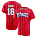 Ldoa M.Marlins #18 Griffin Conine Player Red City Connect Home Limited Elite Stitched Jerseys