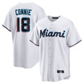 Ldoa M.Marlins #18 Griffin Conine Player White Home Game Stitched Jerseys