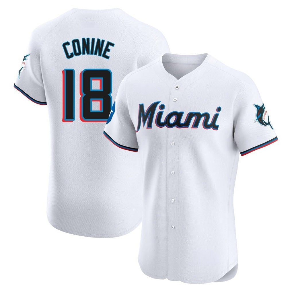 Ldoa M.Marlins #18 Griffin Conine Player White Home Limited Elite Stitched Jerseys