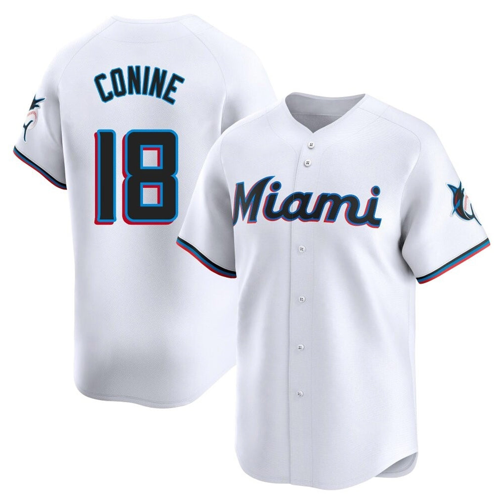 Ldoa M.Marlins #18 Griffin Conine Player White Home Limited Stitched Jerseys