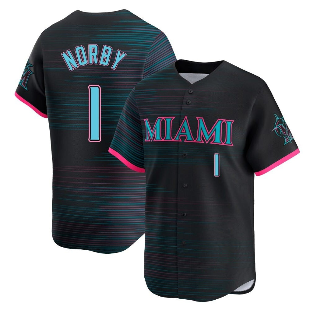 Ldoa M.Marlins #1 Connor Norby Player Black City Connect Home Limited Stitched Jerseys