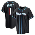 Ldoa M.Marlins #1 Connor Norby Player Black Fashion Out Home Game Stitched Jerseys