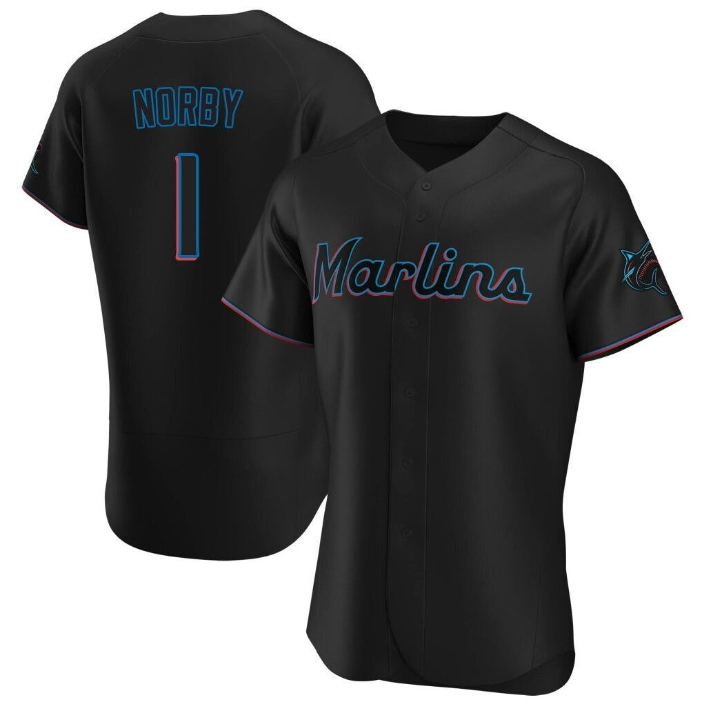 Ldoa M.Marlins #1 Connor Norby Player Black Home Limited Elite Stitched Jerseys