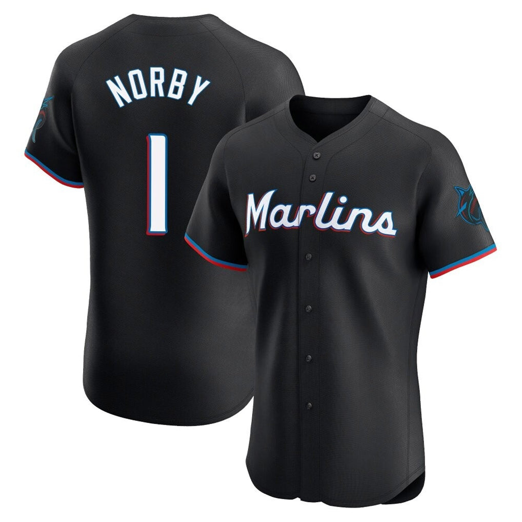 Ldoa M.Marlins #1 Connor Norby Player Black Vapor Home Limited Elite Stitched Jerseys