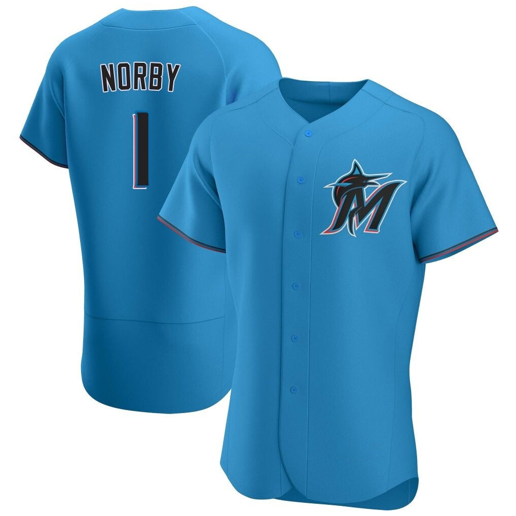 Ldoa M.Marlins #1 Connor Norby Player Blue Home Limited Elite Stitched Jerseys