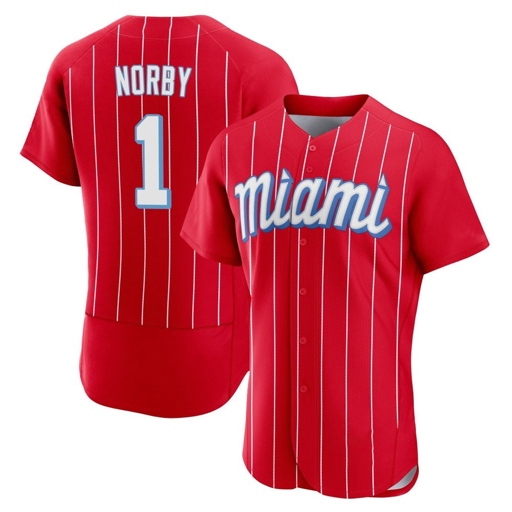 Ldoa M.Marlins #1 Connor Norby Player Red City Connect Home Limited Elite Stitched Jerseys