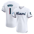 Ldoa M.Marlins #1 Connor Norby Player White Home Limited Elite Stitched Jerseys