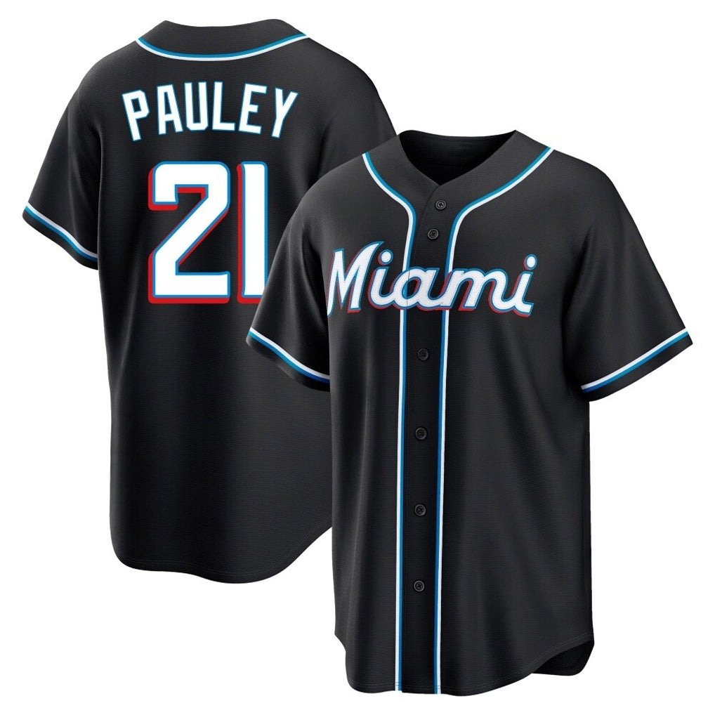 Ldoa M.Marlins #21 Graham Pauley Player Black Fashion Out Home Game Stitched Jerseys