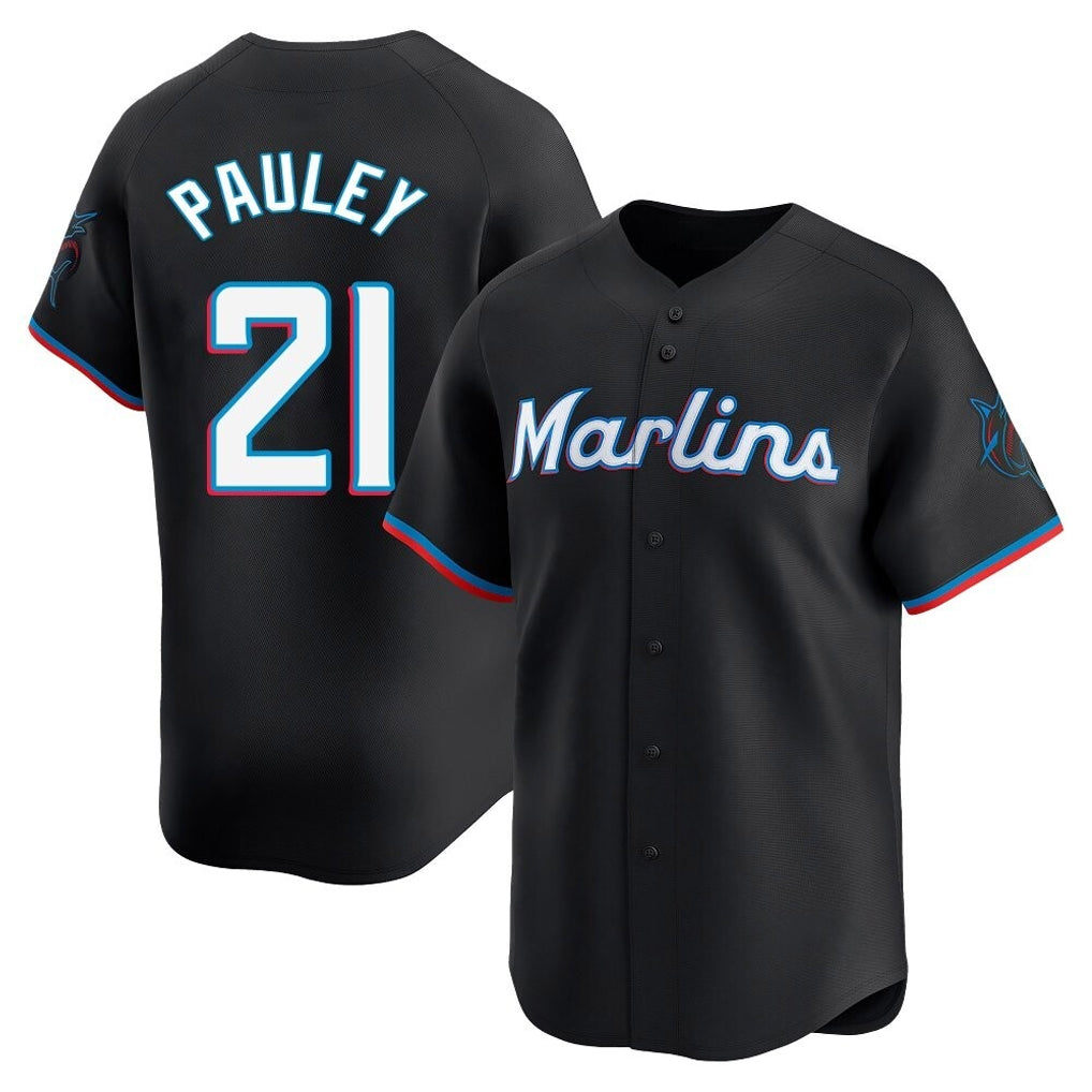 Ldoa M.Marlins #21 Graham Pauley Player Black  Home Limited Stitched Jerseys